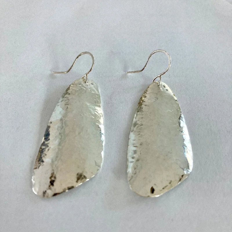 Birthstone earrings for women-Sterling Silver Long Pebble Earrings