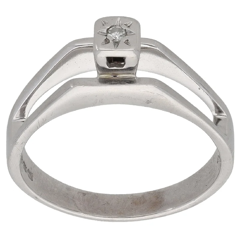 Engagement rings with a modern twist for women-18ct Gold 0.02ct Diamond Solitaire Ring Size L