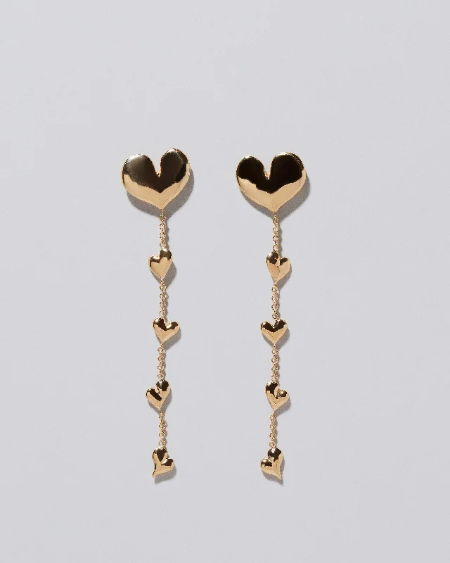 Solid gold earrings for women-Thousand & One Night Heart Shoulder Duster Earrings