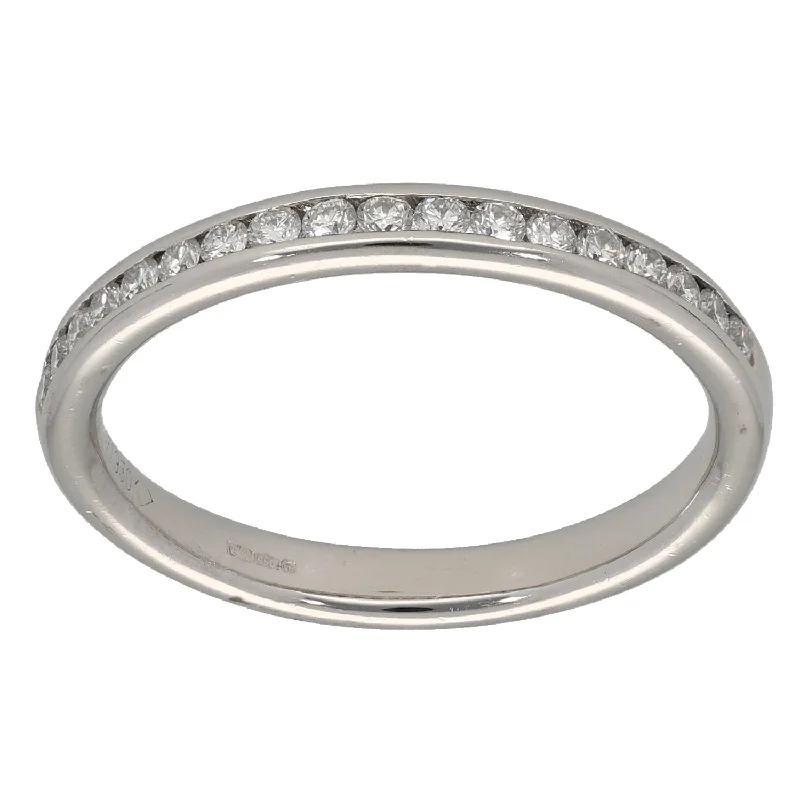 Engagement rings for women with vintage details-Platinum 0.36ct Diamond Half Eternity Ring Size Q