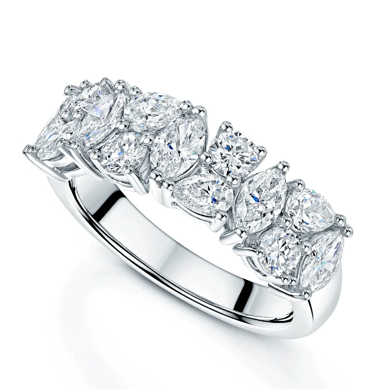 Engagement rings with oval diamonds for women-Platinum Round Brilliant Cut, Pear and Marquise Diamond Fancy Dress Ring