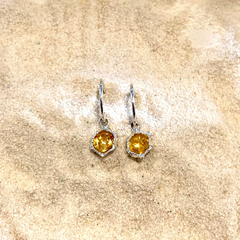 Vintage earrings for women-Honeycomb 14K Gold and Sterling Silver Frech Hook Earrings