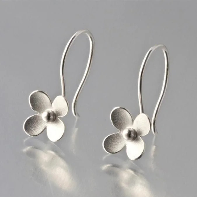 Diamond stud earrings for women-Cherry Blossom Sterling Silver Loop Earrings