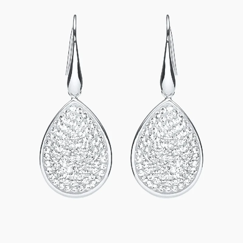 Handmade earrings for women-Pave Swarovski Crystal Teardrop Earrings (Silver)