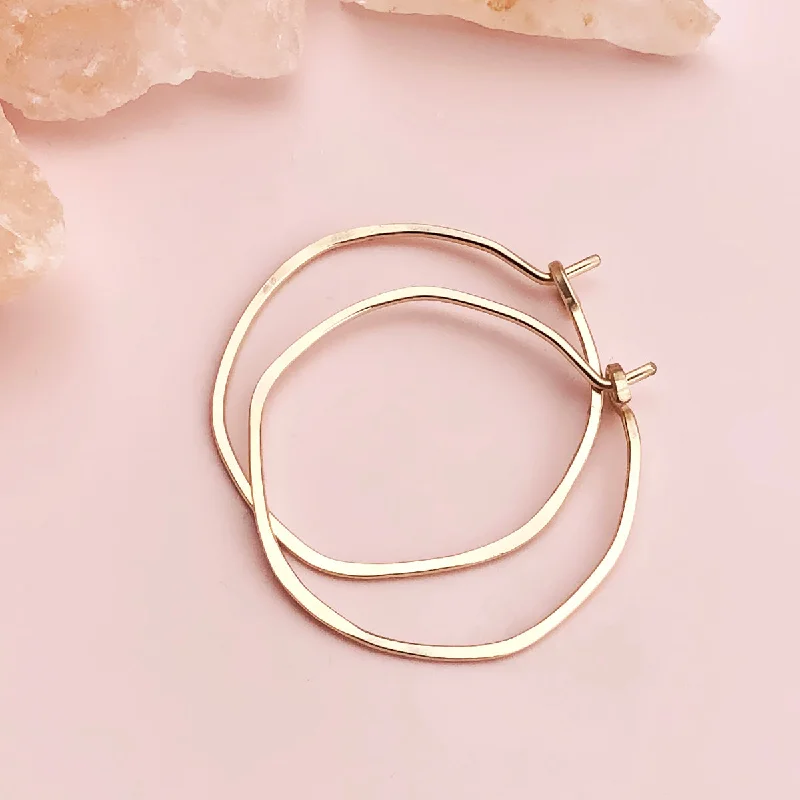 Crystal drop earrings for women-minimal organic circle hoops - small