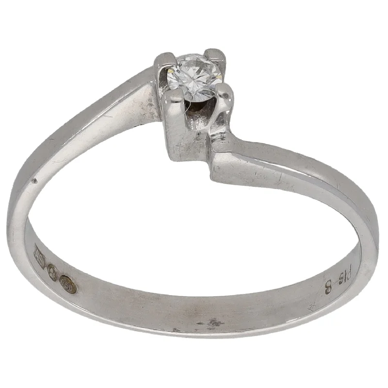 High-end engagement rings for women-18ct White Gold 0.10ct Diamond Solitaire Ring Size N