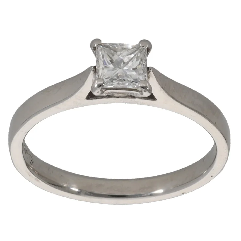 Affordable engagement rings for women-Platinum 0.51ct Diamond Solitaire Ring Size M