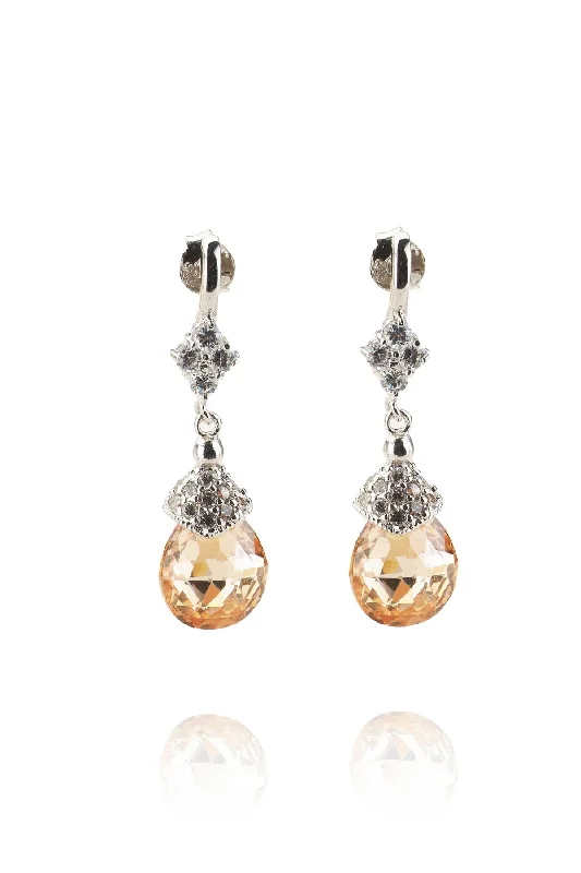 Rose gold earrings for women-Elise Champagne Drop Earrings