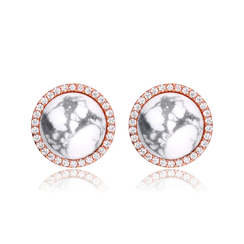 Luxury diamond earrings for women-Isabelle Howlite Button Earrings