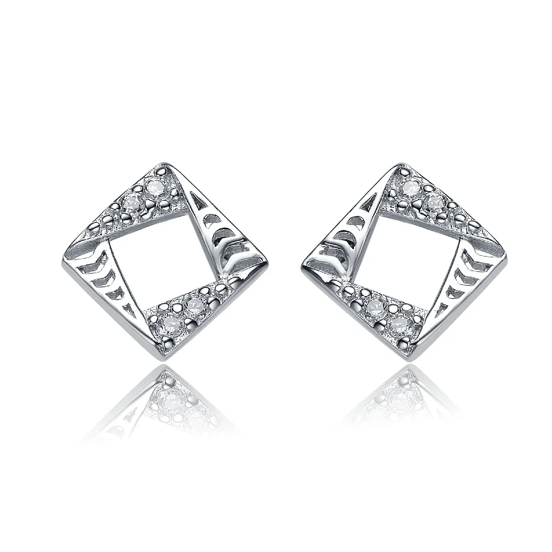 Luxury diamond earrings for women-Elise Outlined Square Earrings