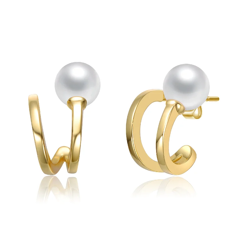 Cute earrings for women-Delphine Pearl Curved Earrings