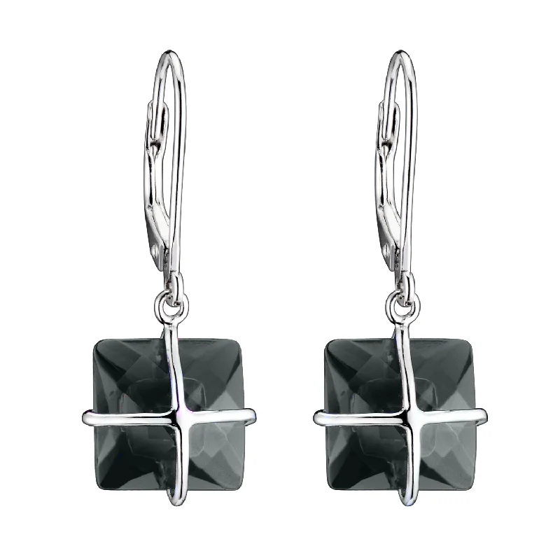 Long drop earrings for women-Sylvie Square Drop Euro Earrings