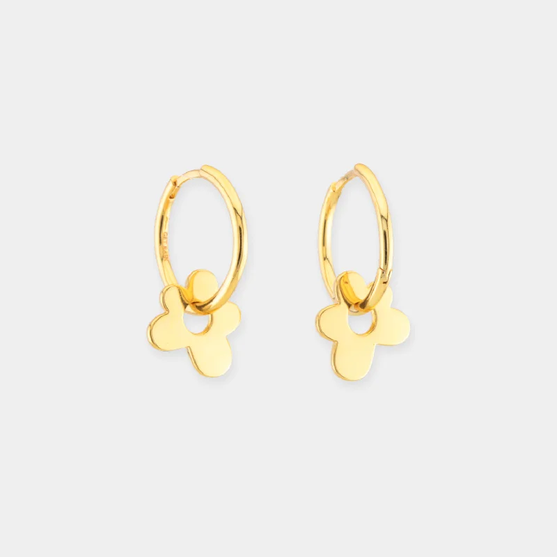 Round diamond earrings for women-Daisy Disco Hoops - Gold