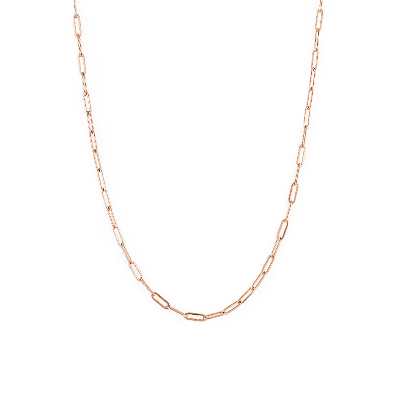 Oval pendant necklace for women-Joy Chain Rose Gold