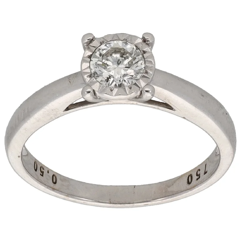 Princess cut diamond engagement rings for women-18ct Gold 0.50ct Diamond Solitaire Ring Size O