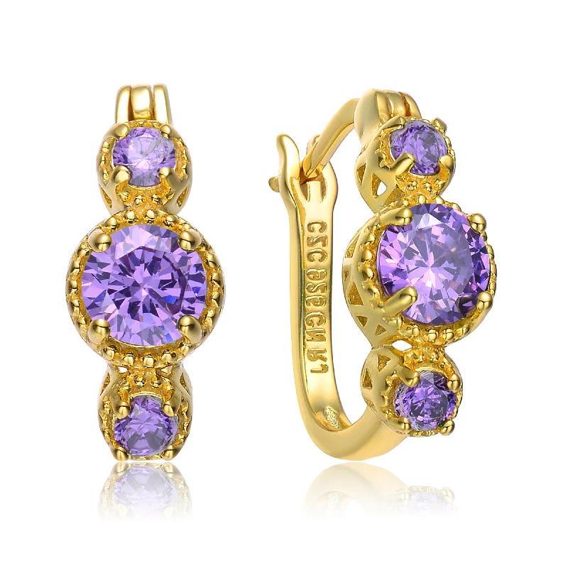 Statement earrings for women-Jeanne Purple Earrings