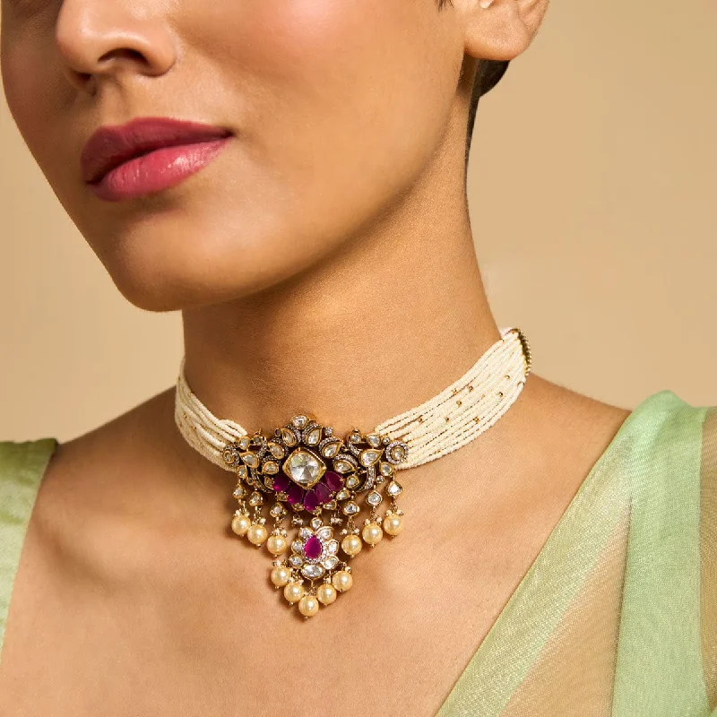 Boho necklace for women-Kundan Necklace 173035