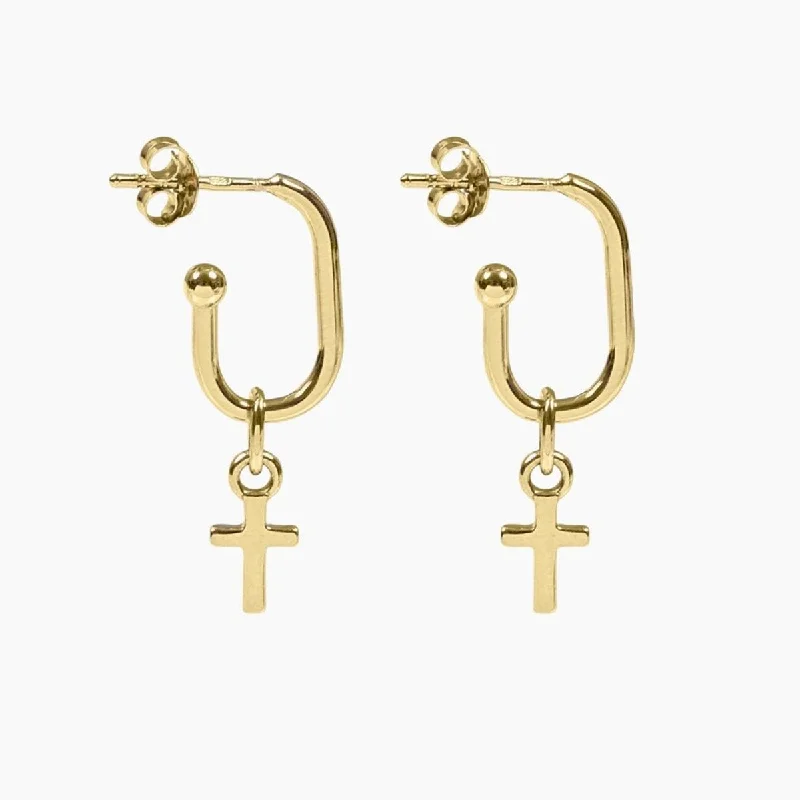 Modern hoop earrings for women-Roma Cross Earrings (Gold)