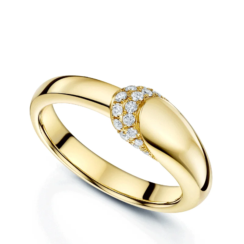 Engagement rings with classic styles for women-Ember Collection 18ct Yellow Gold Diamond Pave Set Dress Ring