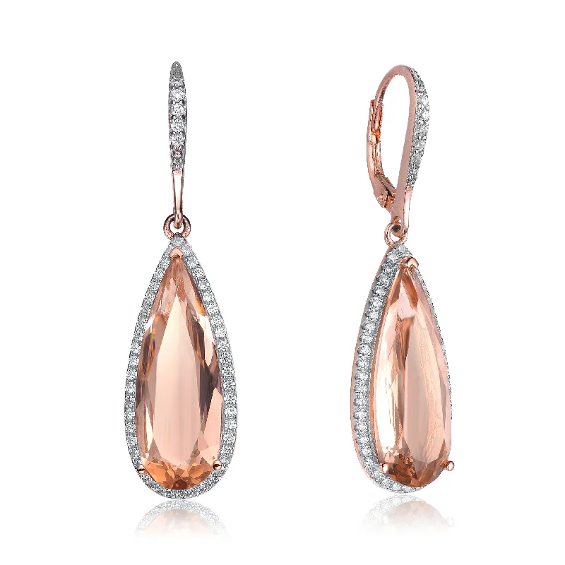 Silver earrings for women-Charlotte Morganite Pear Cubic Zirconia Drop Earrings