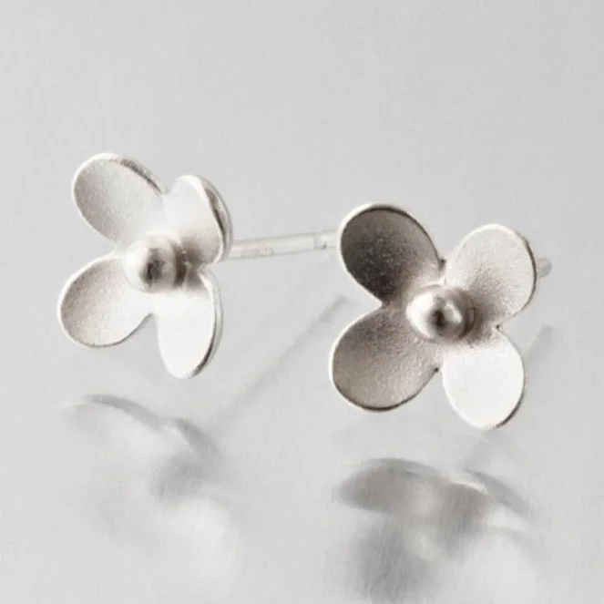 Silver stud earrings for women-Cherry Blossom Sterling Silver Post Earrings