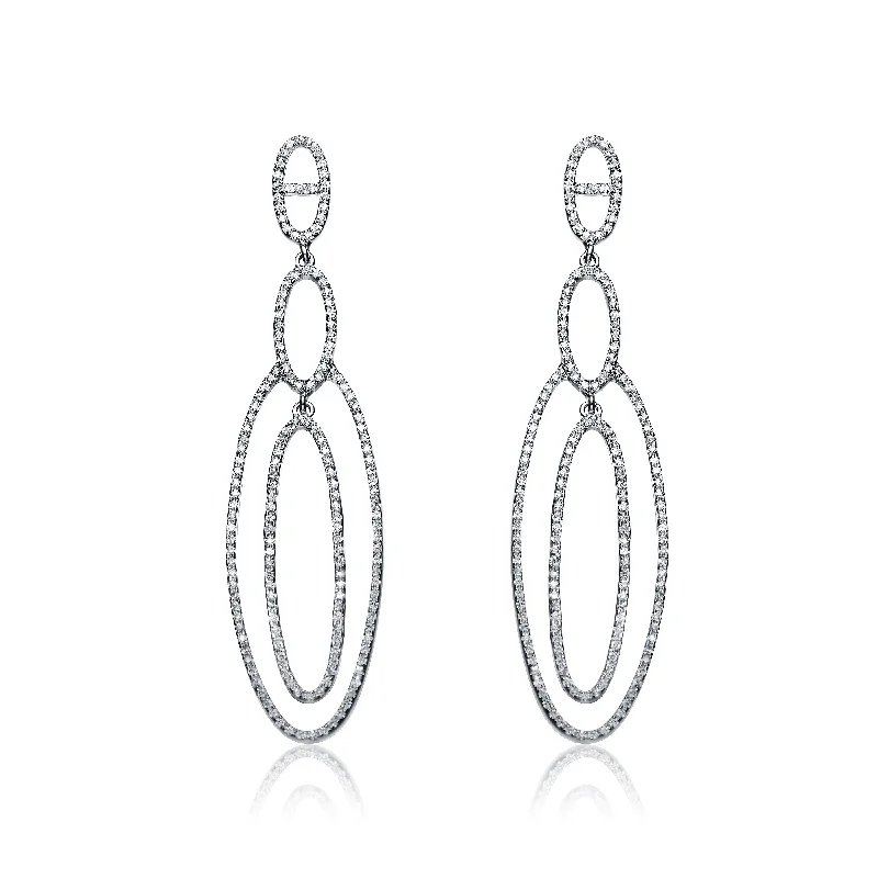 Personalized earrings for women-Gabrielle Oval Dangling Outline Earrings