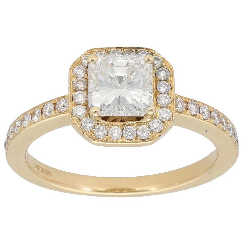 Unique engagement rings for women-18ct Gold 1.59ct Diamond Halo Ring Size N