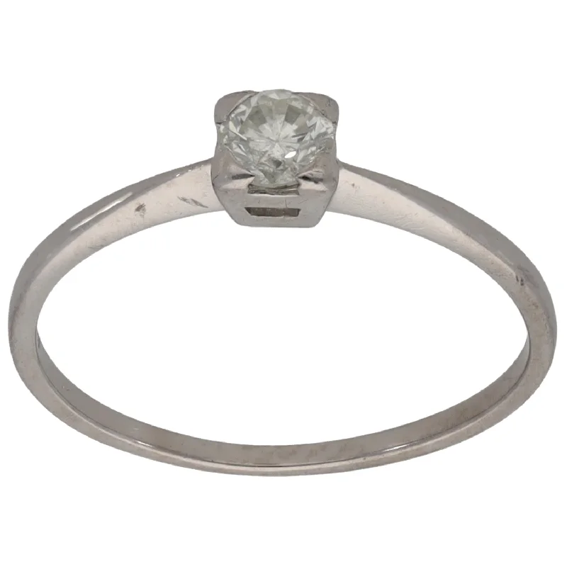 Custom made engagement rings for women-18ct White Gold 0.25ct Diamond Solitaire Ring Size N