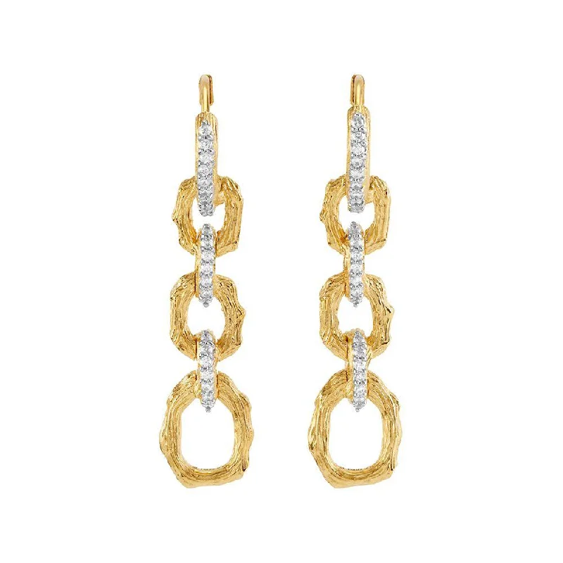 Modern hoop earrings for women-Enchanted Forest Link Earrings with Diamonds