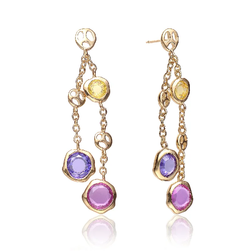 Square earrings for women-Monique Color Circle Dangling Earrings