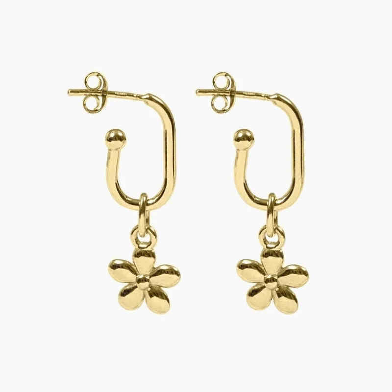 Solid gold earrings for women-Roma Flower Earrings (Gold)