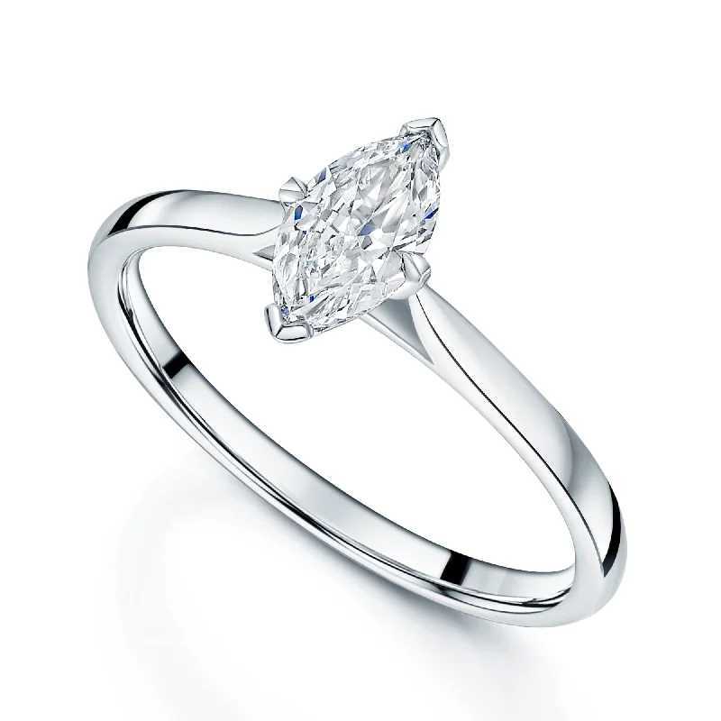 Platinum diamond engagement rings for women-Platinum GIA Certificated Marquise Cut Diamond Solitaire Ring