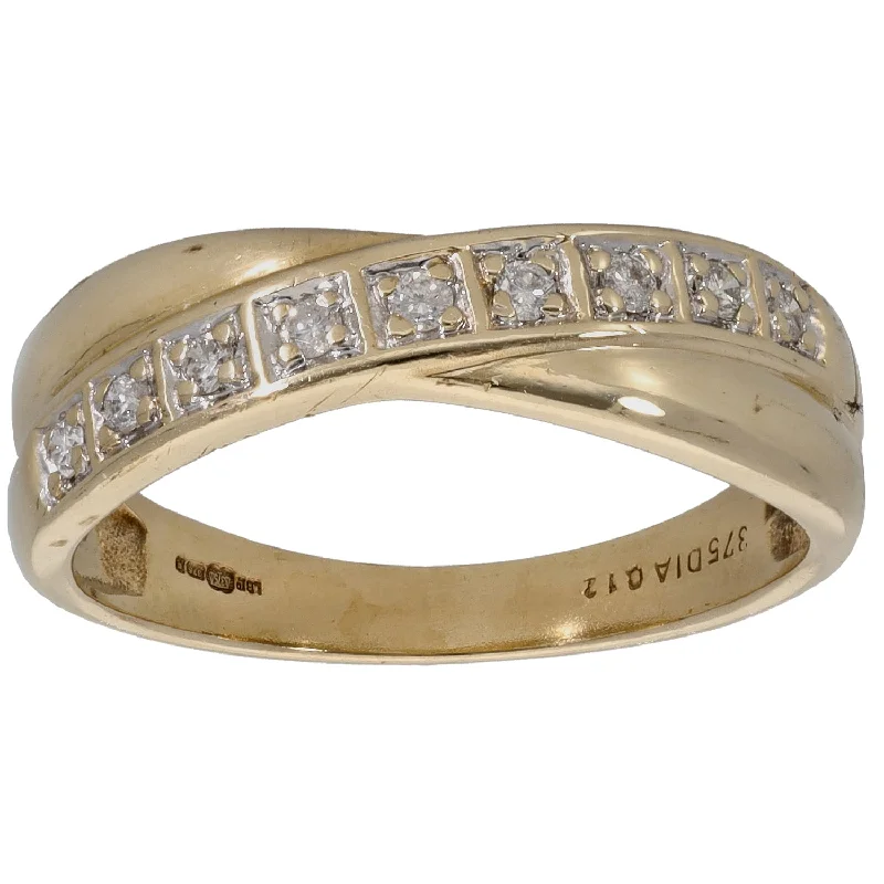 Engagement rings for women with vintage details-9ct Gold 0.18ct Diamond Half Eternity Ring Size O