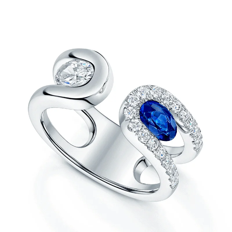 Engagement rings with a vintage style for women-Verve Collection Platinum Oval Cut Sapphire And GIA Certified Diamond Dress Ring