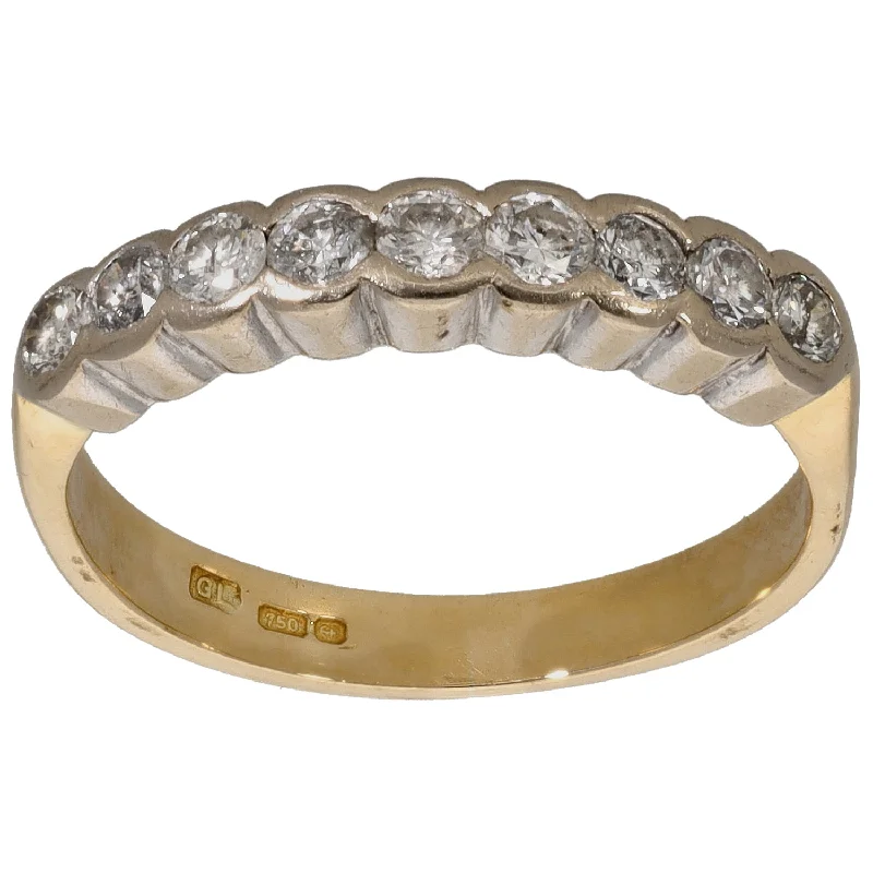 Engagement rings for women with emerald accents-18ct Gold 0.54ct Diamond Half Eternity Ring Size M