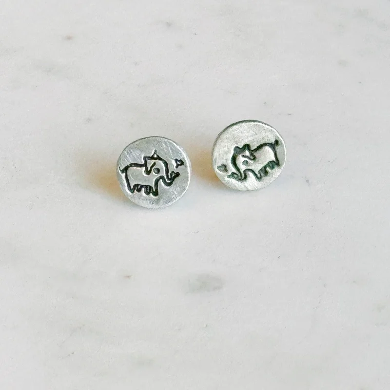 Rose gold earrings for women-Stamped Elephant Stud Earrings by Susie Ghahremani Boygirlparty®