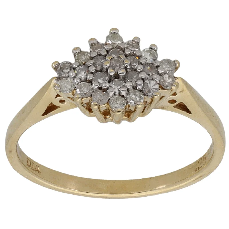 Customizable engagement rings for women-9ct Gold 0.25ct Diamond Cluster Ring Size M