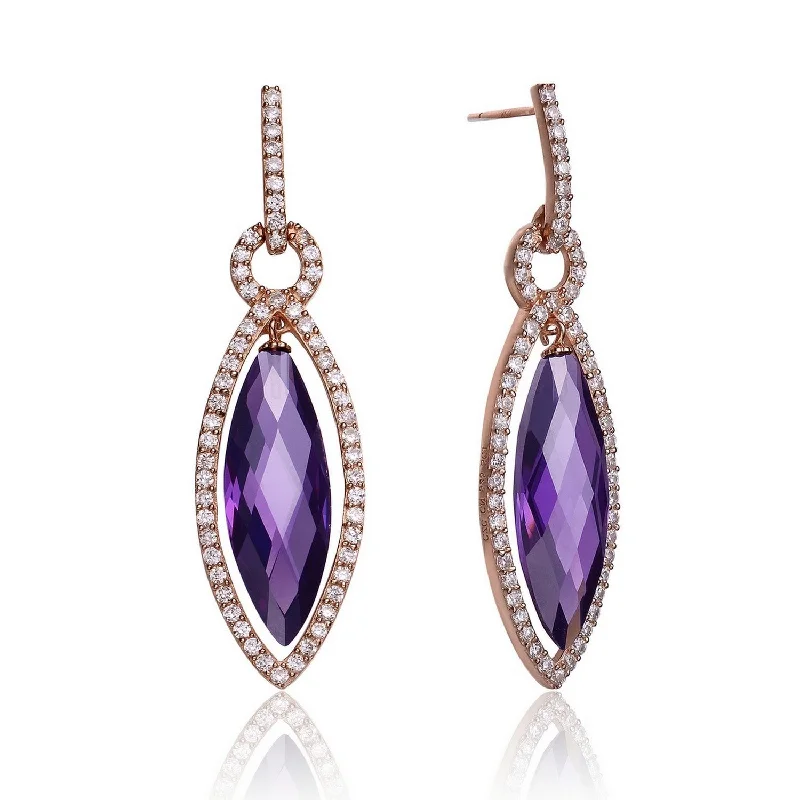 Custom earrings for women-Louise Purple Oval Earrings