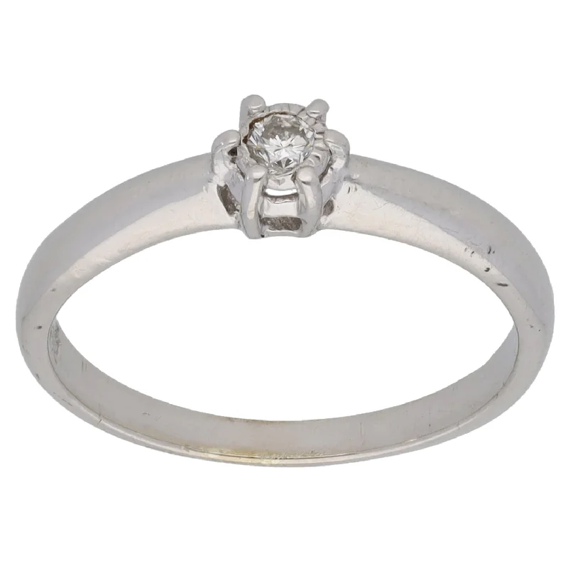 Classic gold engagement rings for women-9ct White Gold 0.10ct Diamond Solitaire Ring Size O