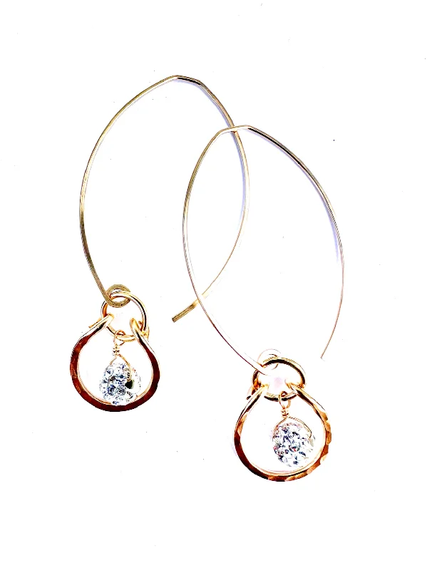 Wedding drop earrings for women-earrings. small hammered circle drops