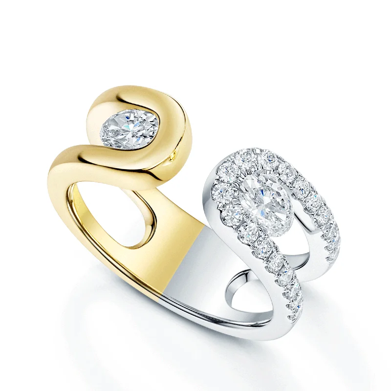 Engagement rings with a timeless design for women-Verve Collection 18ct Yellow And White Gold GIA Certified Oval Cut Diamond Dress Ring