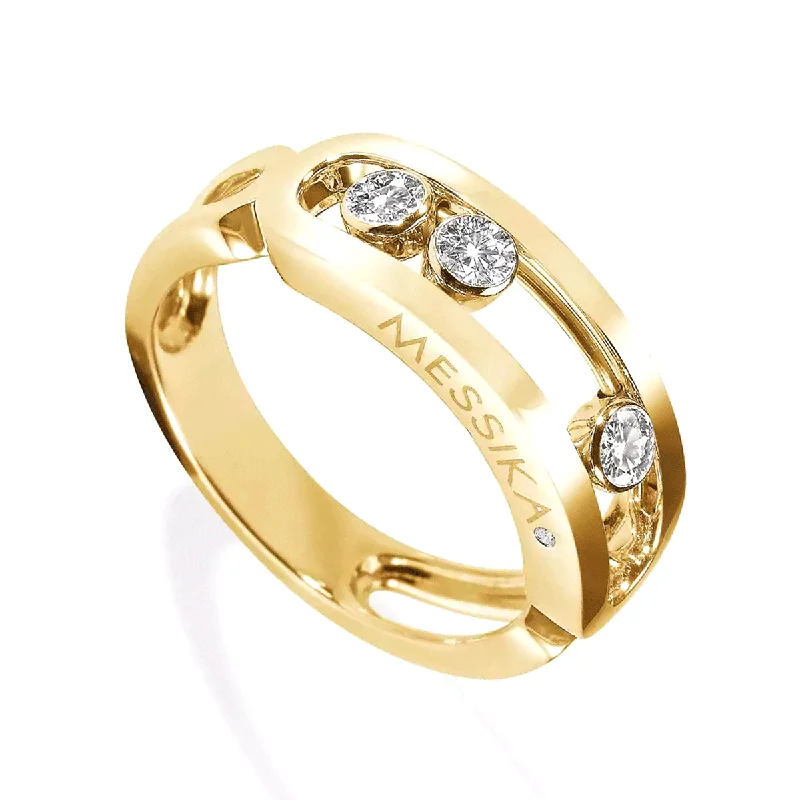 Diamond engagement rings with halos for women-Move Classic 18ct Yellow Gold Diamond Set Ring