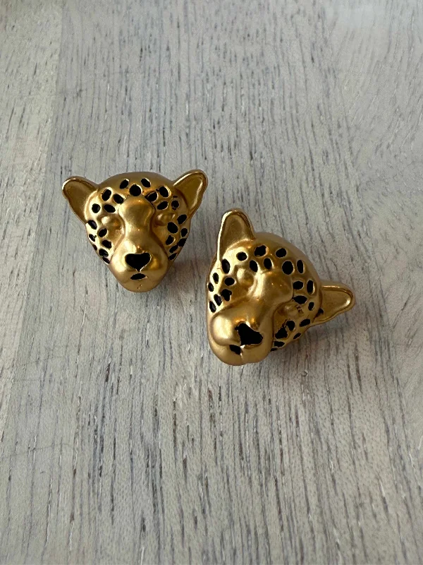 Gold drop earrings for women-Mini Jaguar Stud Earrings