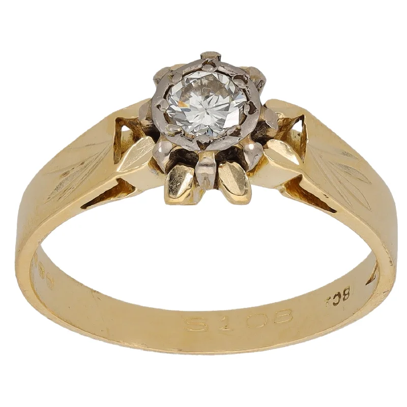 Engagement rings for women with vintage details-18ct Gold 0.23ct Diamond Solitaire Ring Size L