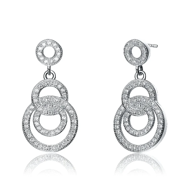 Modern hoop earrings for women-Paris Circles Drop Earrings