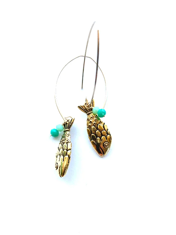 Artistic earrings for women-earrings . "catch of the day" fish