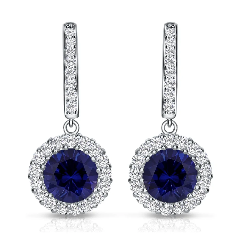 Colored gemstone earrings for women-Palais Classic Royal Blue Round Earrings