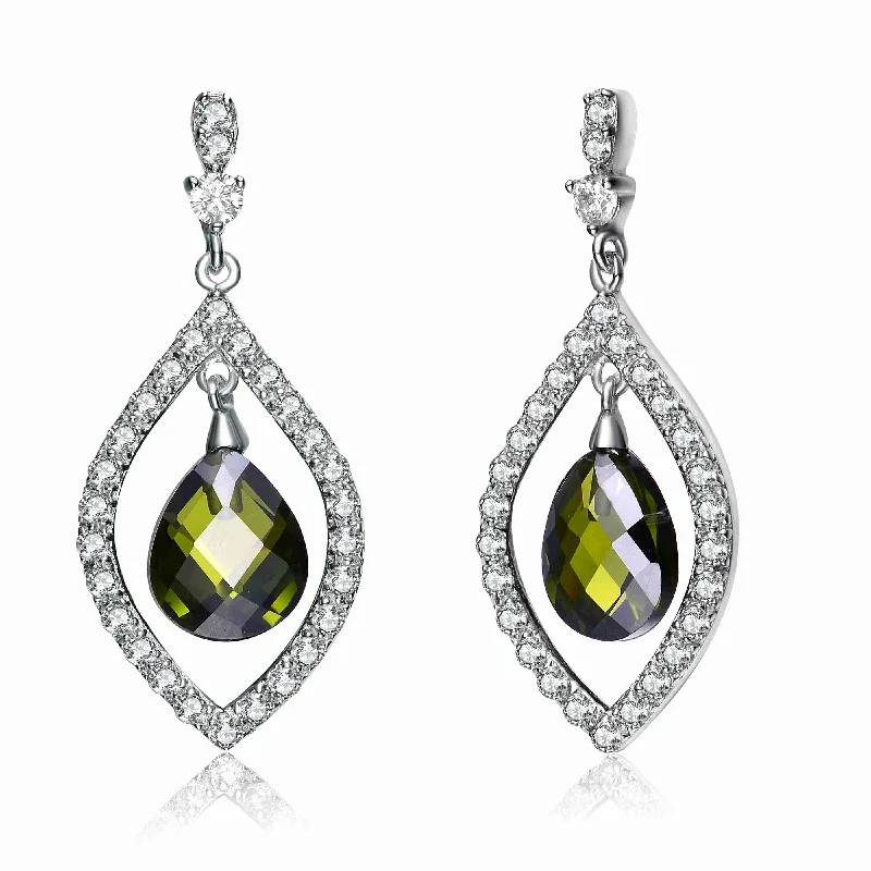 Green gemstone earrings for women-Gabrielle Green Pear Shape Drop Earrings