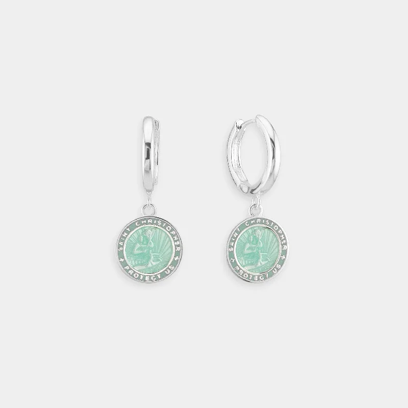 Birthstone earrings for women-St. Christopher Earrings - Sea Foam Green