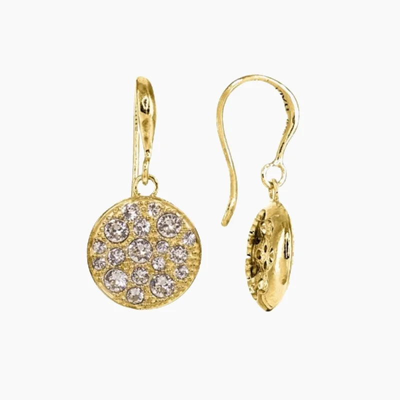 Classy earrings for women-Swarovski Crystal Disc Earrings (Gold)